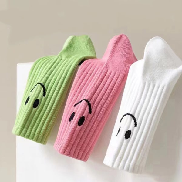 Smilende ansikt Dame Sokker Kawaii e Funny Cotton Sokker Glad Varm A5