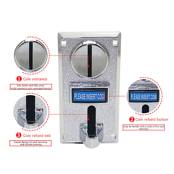 1Pc 616 Multi Coin Slot Acceptor Electronic Roll Down Coin Acce