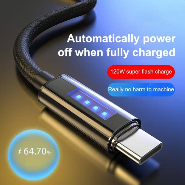 120W 6A Supernopea latauskaapeli USB-datakaapeli virta pikalataus 2M
