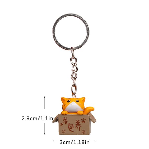 Creative e Little Cat Box Nyckelring För Kvinnor Män Nyckelring Väska C Orange