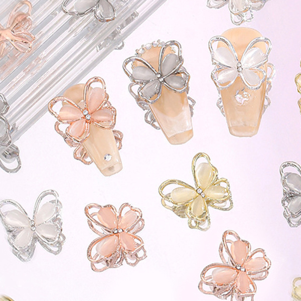 3 kpl Nail Art Charm 3D Cat's Eye Butterfly strassit Nail Dri C 3Pcs