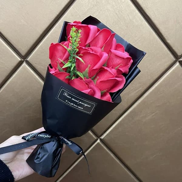 9 hoveder sæbeblomst rosebuket kunstig blomst til jul Pink