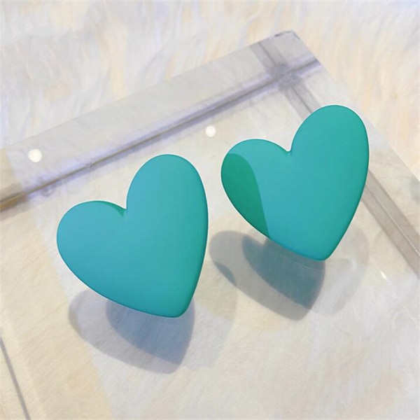 e n Hjerte øredobber Ny trend Boho Geometric Love Heart Stud Ear Blue