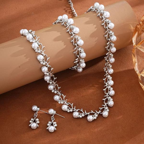 3 stk/sæt Mode Retro Kvinders Smykkesæt Rhinestone Kunstig A2