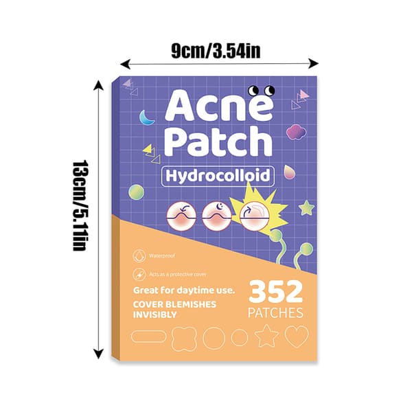 352 stk. farverige hjerte bumseplaster mod akne, farverigt usynligt akneplaster 352Pcs