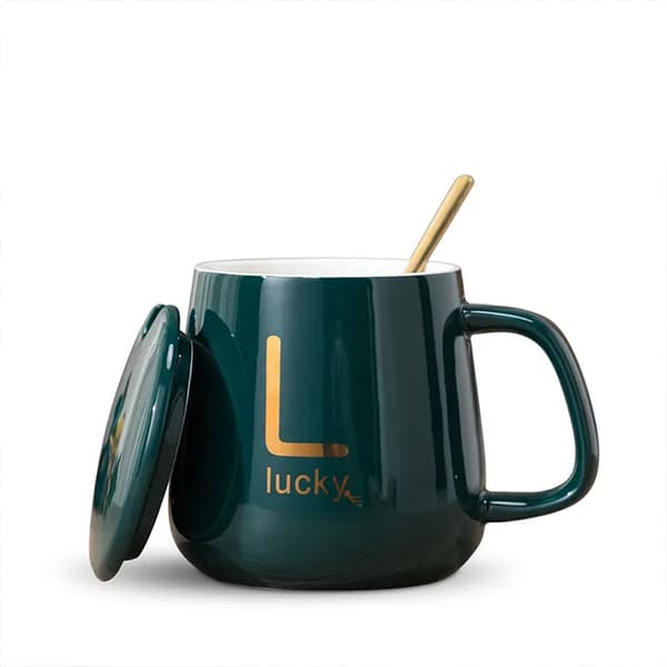400 ml keramisk mugg presentset handhållen kaffe-/tekopp med sked T Wine red