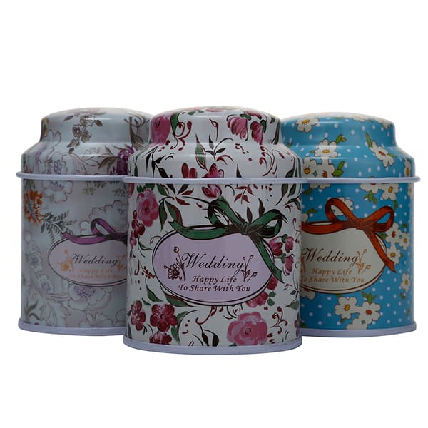 Blomsterdesign Metal Sukker Kaffe Te Dåse Beholder Candy Se