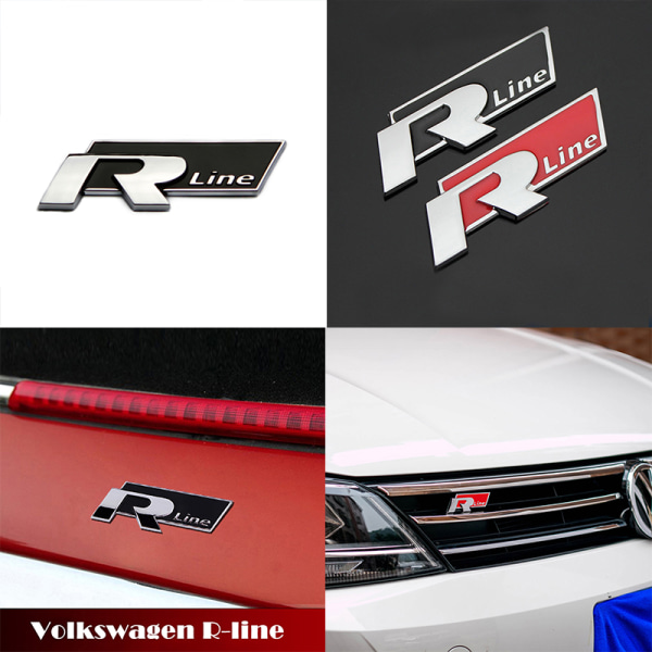 2 STK Bil bagasjerom metall Rline R-LINE Emblem Badge Sticker