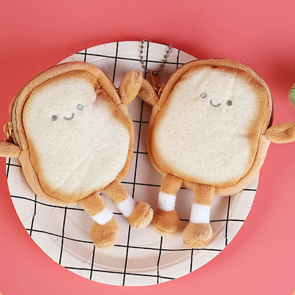 Kawaii Toast muhkea kolikkopussi Creative ja leipäkolikkolaukun riipus