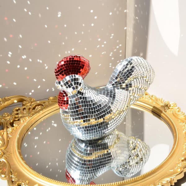 Kreative speilkyllingskulpturer Statue Diskokule Hane Silver