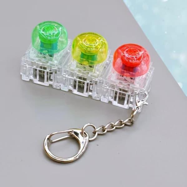 Bærbar Klik Fidget Taske Charm Gennemsigtig Regnbue Nøglering T A3