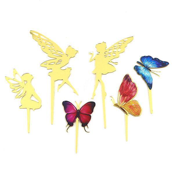 6 kpl kakkukoristelu Fairy Butterfly Party Happy Birthday Cake