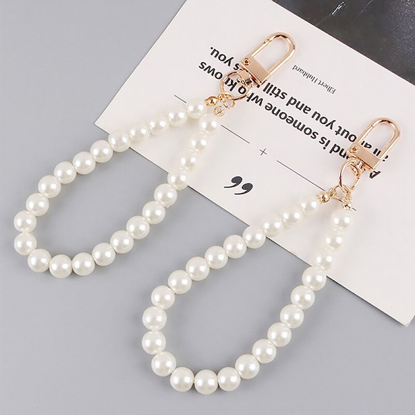 Pearls Beaded nøkkelringer for kvinner Bilveske Bluetooth Headset Key Silver