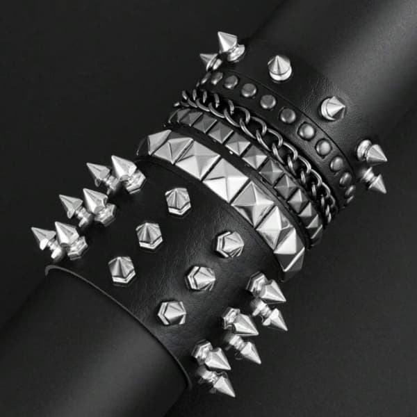 Gotisk Harajuku Nittearmbånd Sort PU Læderarmbånd Til Mig A1