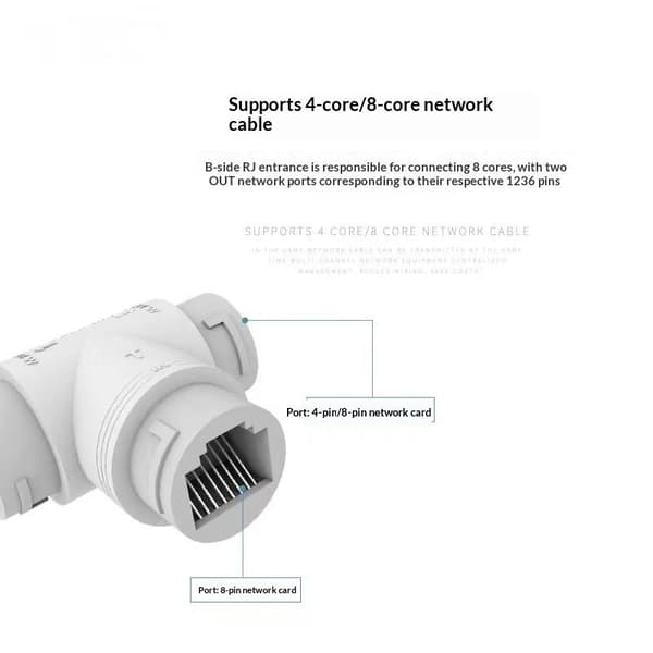 2-i-1 POE-splitter 3-veis RJ45-kontakt CCTV POE-adapter for I