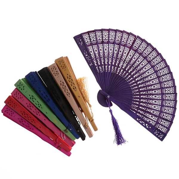 Mote Bryllup Hånd Duftende Fest Utskjært Bambus Folding Fan Green