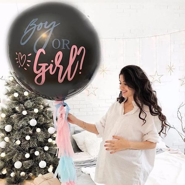 Gender Reveal Baby Shower Confetti Black Latex Ballong Party