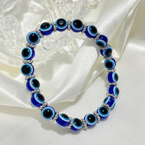 1/2/4 stk. Evil Eye Lucky Vedhæng Armbånd Blå Øje Perle Elastisk A1