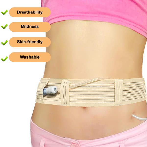 Peritoneal Dialyse Bælte Mesh Åndbar Rørpleje Justerbar P Beige L