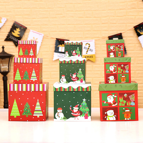 3 stk Papir Julegaveeske Julegaveeske Nesting Candy Box Festi A2