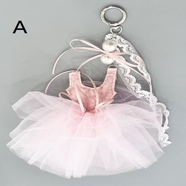 e Balletkjoleformet Nøglering Blonde Tylskørt Falsk Perle Deco A