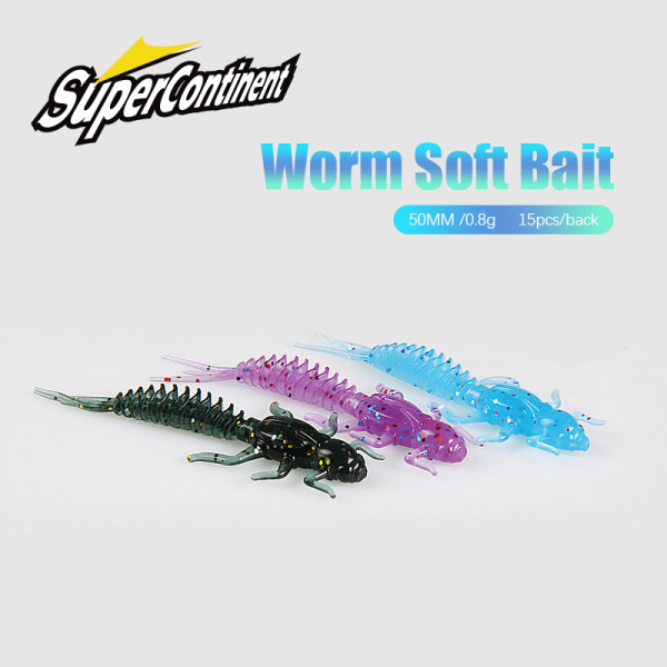 Supercontinent 5kpl Larva Soft Bait 5cm0.8g Kelluva makean veden G