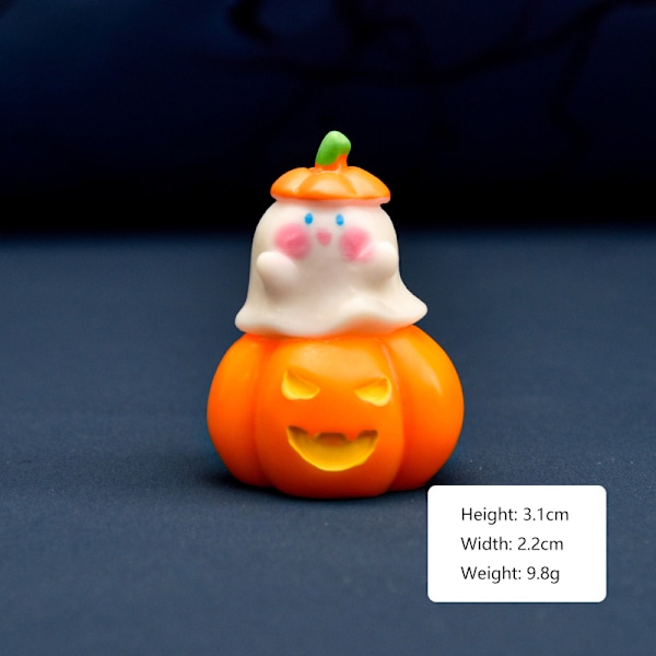 Mini Halloween Ornament Gresskar Spøkelse Heks Figur Mikroskopisk Land A6