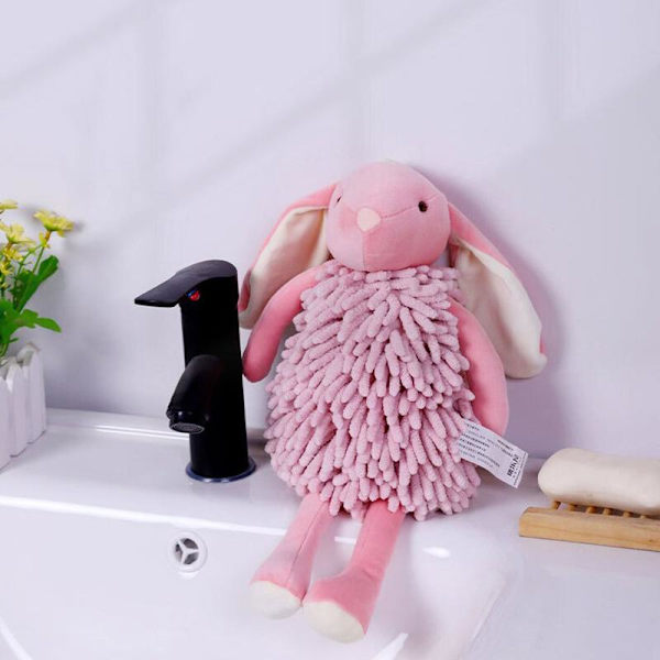 e Bunny Fuzzy Ball Handdukar Gray
