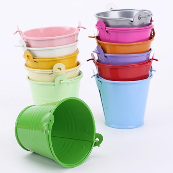 Mini Metal Farverige Spand Sukker Tønde Spande Bryllup Fest Favør Multi-color L