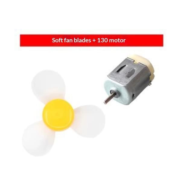 Mini DC-motor sett med gul 3-blads vifte, høy hastighet, lav støy A1