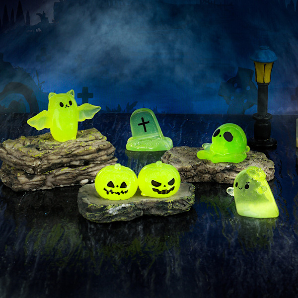 Miniatyr Ljus Halloween Dekoration Fladermuss Pumpa Spöke Mikro Landskap A11