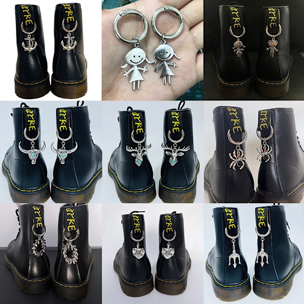 Goottilainen Sword Flame Serpent Pentagram Martens Metal Circle Shoe A1