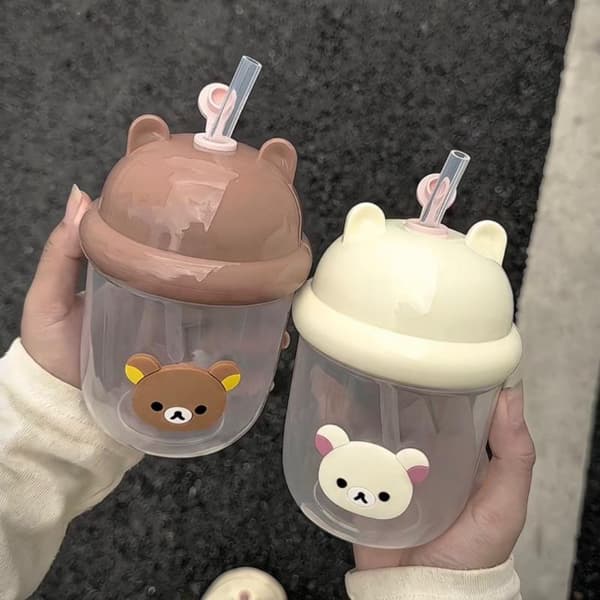 1 stk Kawaii Rilakkuma plast sugerørkopp e student melkekopp tonn A2