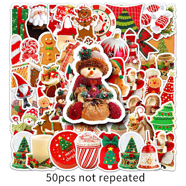 50 stk Juleklistremerker e Tegneserie DIY Scrapbooking Gaveklistremerker Multicolor