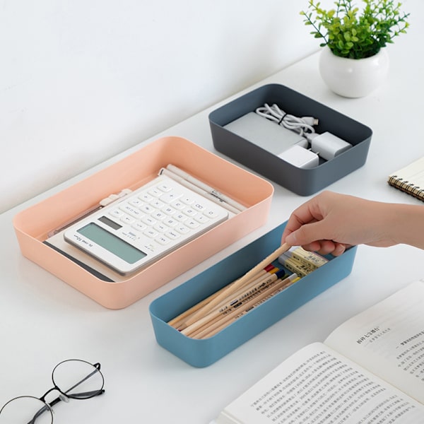 Förvaringslåda Skrivbord Kosmetisk Förvaringsbricka Smink Kläder Bord white S