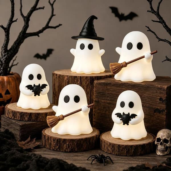 Halloween Lysande Mini Spökstaty Mjukt Glödande I Mörkret Prydnad A3