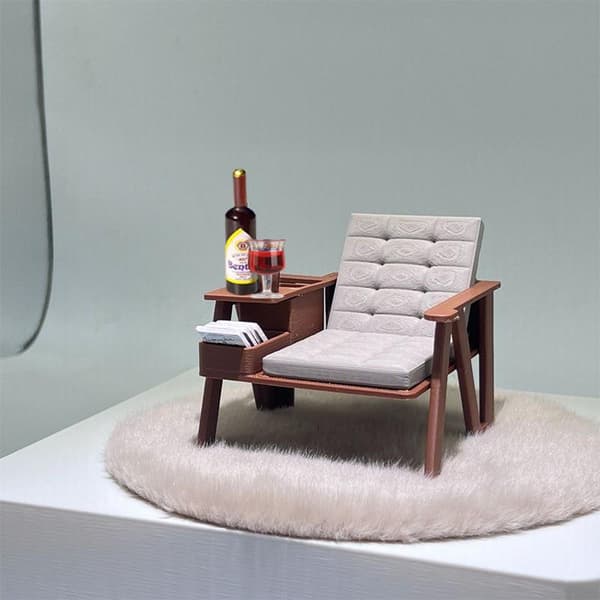 1 set 1/12 skala dockhus mini läsfåtölj modell 3D-printad A2