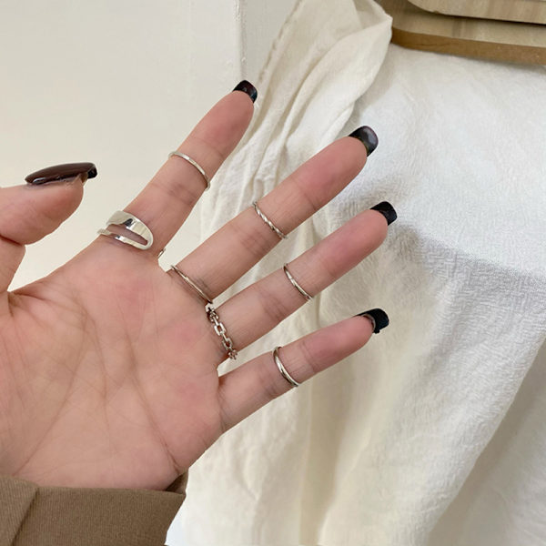 7 kpl set , kuuma myynti metalli ontto pyöreä O Silver