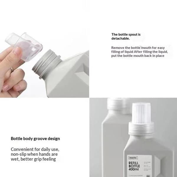 Återanvändbara tvättmedelsflaskor Kapacitet Mjukgörare Förvaring Re Gray 1000ml