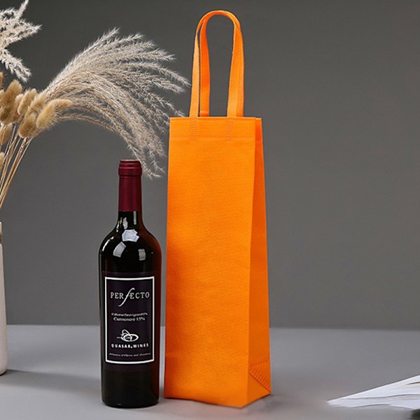 1 stk vinflaske gaveposer i non-woven stoff med håndtak for bryllup WineRedDouble