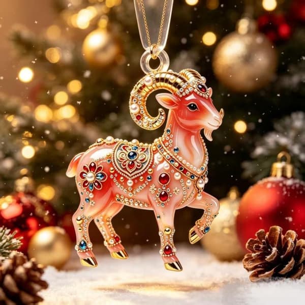 Akryl Zodiac Get Hängande Prydnad Lyckosam Röd Guld Design A2