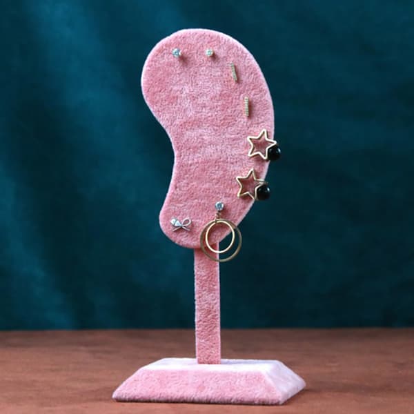 Mode øreringe Display Stand Øreformet Øre Clip Stud smykker Pink