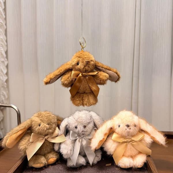 1 st gosedjur e tecknad nyckelring kärlek pompom prydnad leksak Beige