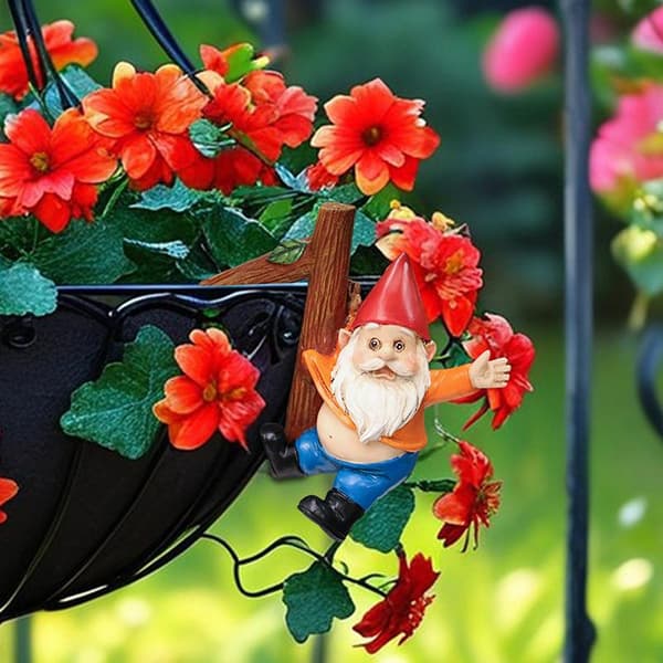 Rolig Trädgårdsstaty Blomkrukekramare