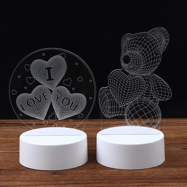 Natlys Kreativt Lys 3D LED Optisk Illusion Lys Seng La A4