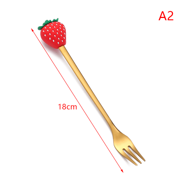 Skjegaffel i rustfritt stål tegneserie fruktdessertskjeer frukt F A2