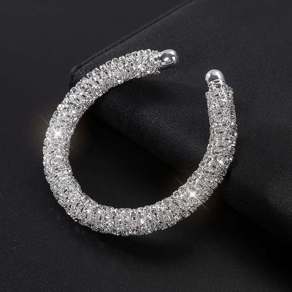 Rhinestone Åben Armring Til Kvinder Mousserende Krystalsten Armring A1