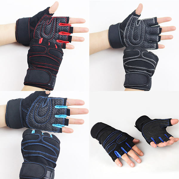 Gym Handskar Fitness Tyngdlyftningshandskar Body Building Training Blue M