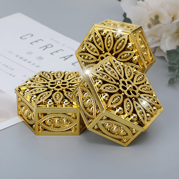 Creative Plastic Hexagon Candy Box Wedding Vintage Chocolate Gi sliver