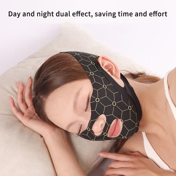 Elastisk V-formet maskestrop Dobbeltpres ansigtsskulpturerende maske Black regular